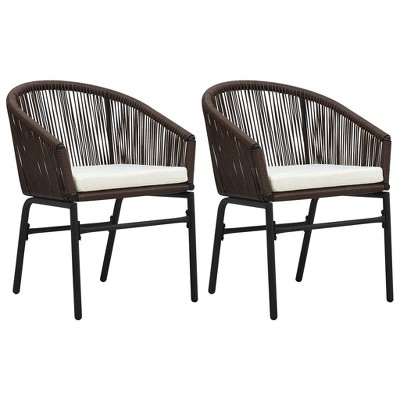 vidaXL - Set of 2 Modern Patio Chairs - Outdoor Furniture - PE Rattan - Powder Coated Steel Frame