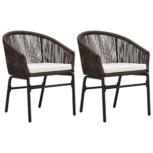 vidaXL - Set of 2 Modern Patio Chairs - Outdoor Furniture - PE Rattan - Powder Coated Steel Frame - 1 of 4
