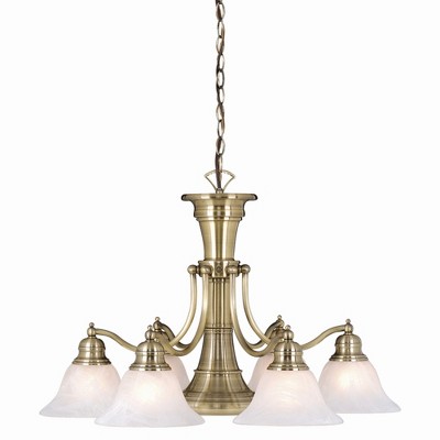 Vaxcel Standford 6 - Light Chandelier in  Antique Brass