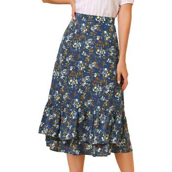 Allegra K Women's Floral Tiered Ruffle Skirts Cute Summer Mini Skirt ...