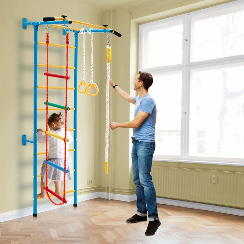 Costway 5 in 1 Kids Indoor Gym Playground Swedish Wall Ladder Children Home Climbing Gym, 3 of 9