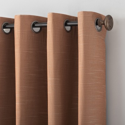 Pecan Brown Linen Blend Blackout Grommet Curtain Panel 50" x 63"