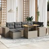 vidaXL Patio Sofa Set with Cushions Outdoor Furniture 7 Piece Poly Rattan - Gray without storage - 2 of 4