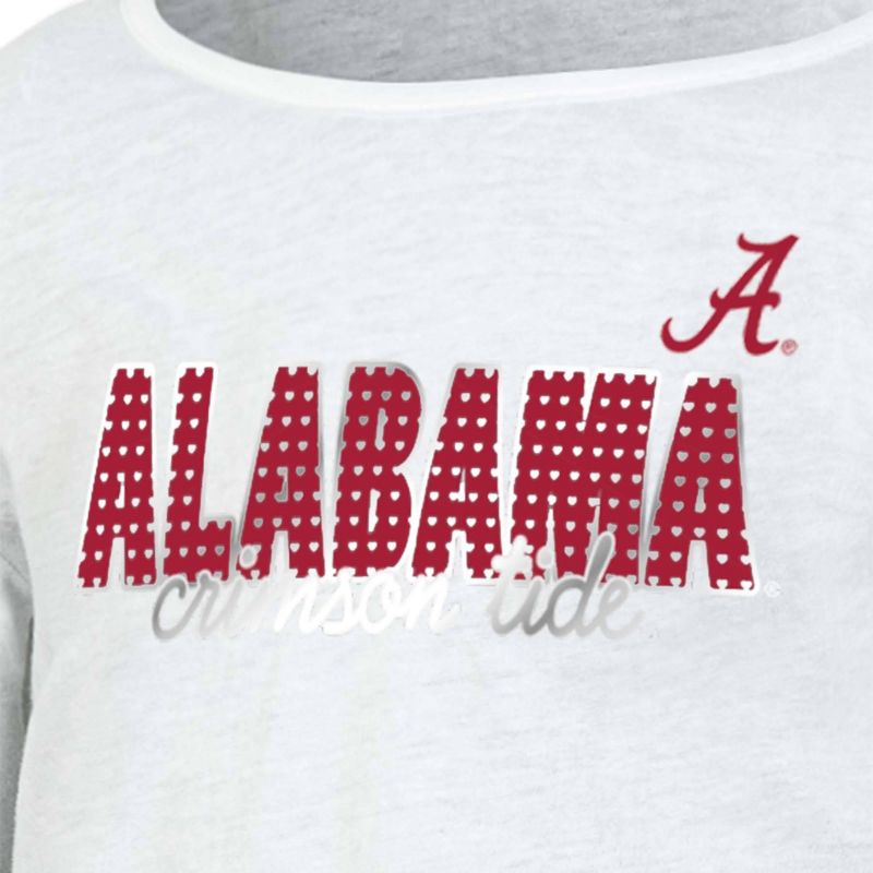 NCAA Alabama Crimson Tide Girls&#39; White Long Sleeve T-Shirt, 3 of 4