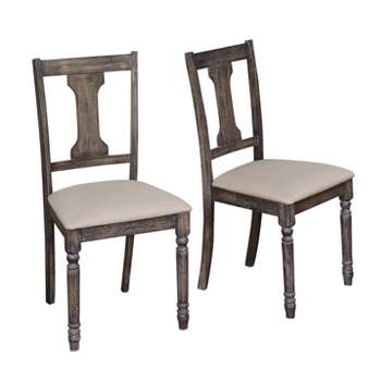 Set of 2 Burntwood Dining Chair Wood/Gray - TMS