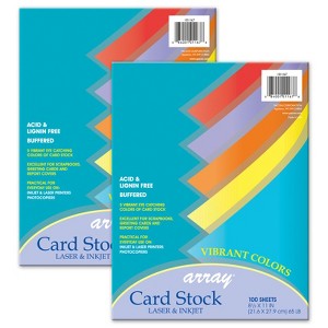 Pacon Vibrant Card Stock, 5 Assorted Colors, 8-1/2" x 11", 100 Sheets Per Pack, 2 Packs - 1 of 1