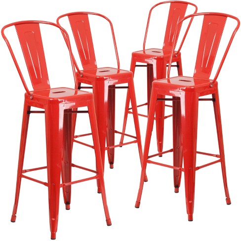 Red metal bar stools best sale with back