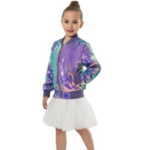 2Bunnies Girls' Mystic Mermaid Sequin Bomber Jacket - 1 of 4