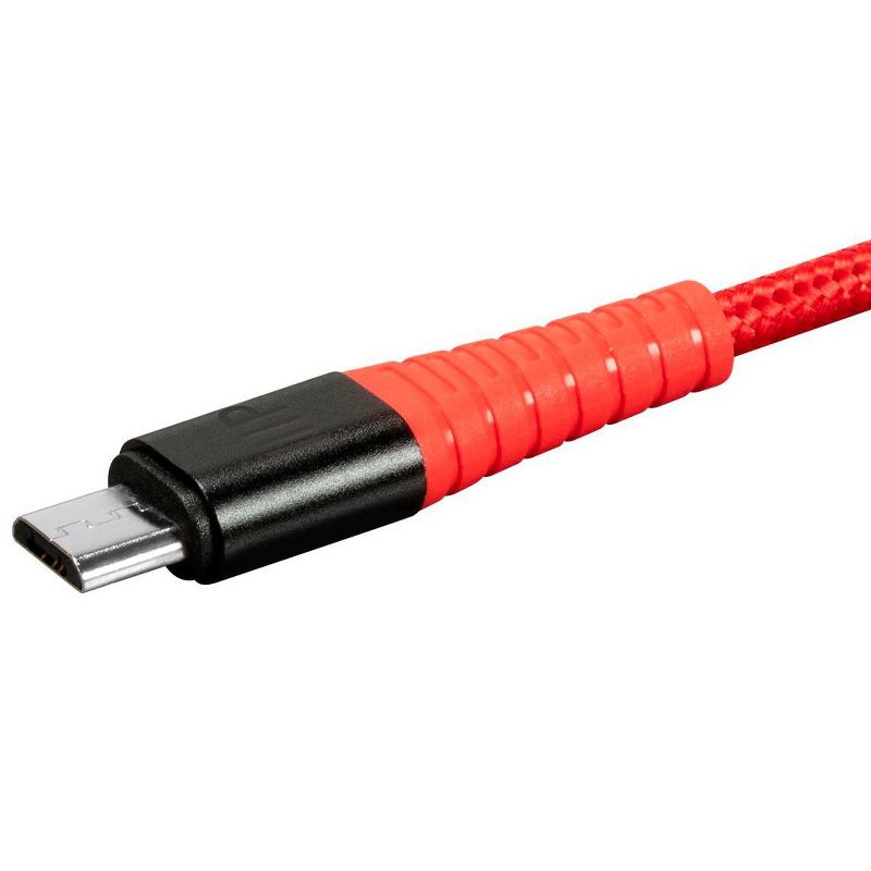 Monoprice USB 2.0 Micro B to Type A Charge & Sync Cable - 3 Feet - Red | Nylon-Braid, Durable, Kevlar-Reinforced - AtlasFlex Series, 3 of 7