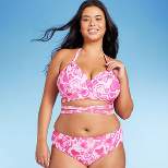 Women's Wrap Bralette Bikini Top - Wild Fable™ Pink Heart Print