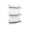 Wall Mounted Rustic Decorative Hanging Metal Bracket Triple Shelfs for Books, Walnut/Yellow - 2 of 4