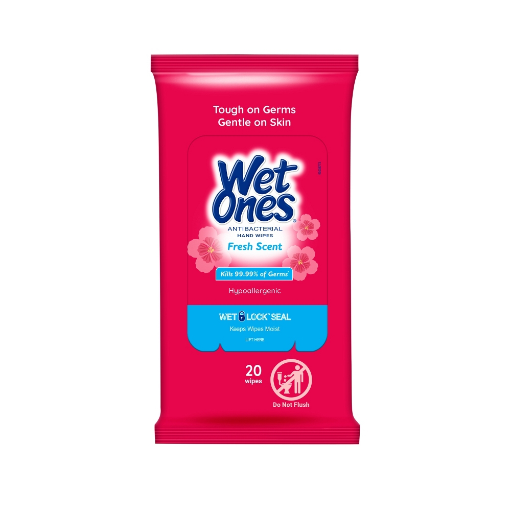 Wet Ones Antibacterial Hand Wipes Travel Pack - Fresh Scent - 20ct