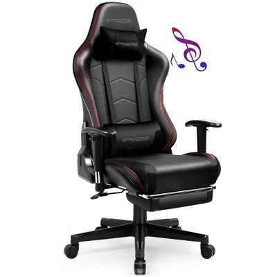 GTRACING Gaming Chair with Bluetooth Speakers Music Office Chair with Footrest PU Leather Recliner
