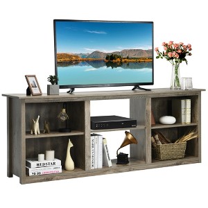Costway 70'' 2-Tier TV Stand Entertainment Media Console Center Up to 75'' Grey\Black\Walnut - 1 of 4