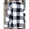 Womens Coat Double Fleece Plaid Button Down Collar Pocket Coat - 2 of 4