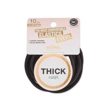 scunci Basics Comfy Elastic Hair Ties - Thick Black - 10pk
