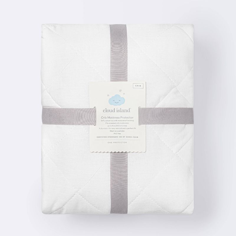 Waterproof Fitted Crib and Toddler Mattress Pad Cover - Cloud Island&#8482; White, 4 of 5