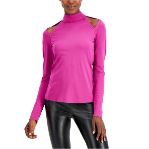 I.N.C International Concepts Womens Cutout Mock-Neck Cold Shoulder Blouse, Purple, X-Large - 1 of 1