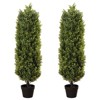 47.2 in. Artificial Plant Home Decoration Cypress Tree Leaves Tree Bonsai Simulated Green Plant Pot Indoor Living Room 2set , Green - 2 of 4