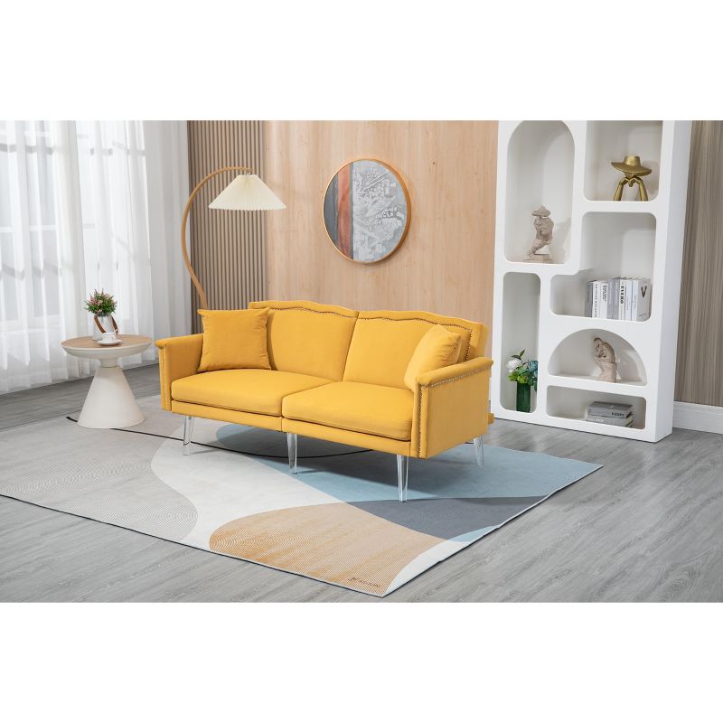 Modern Velvet Upholstered Loveseats Sofa with 2 Pillows-ModernLuxe, 1 of 16