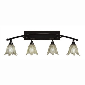 Toltec Lighting Bow 4 - Light Vanity in  Black Copper with 7" Vanilla Leaf Shade - 1 of 1