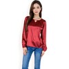Anna-Kaci Women's Satin Blouse with Keyhole Neckline and Long Sleeves - 4 of 4