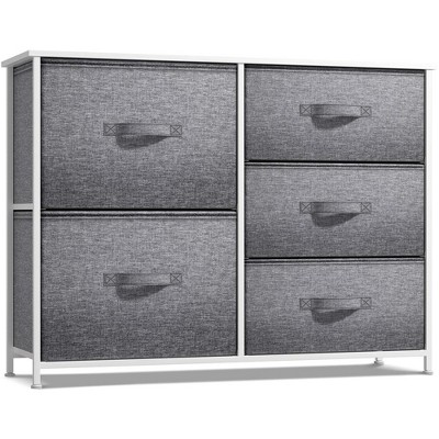 Sorbus  Dresser with 5 Drawers - Storage Chest Organizer with Steel Frame, Wood Top, Handles, Fabric Bins