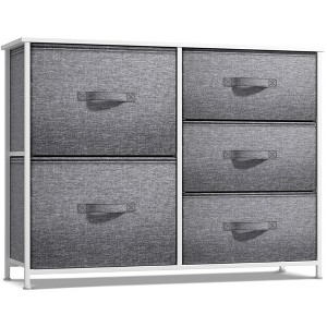 Sorbus  Dresser with 5 Drawers - Storage Chest Organizer with Steel Frame, Wood Top, Handles, Fabric Bins - 1 of 4