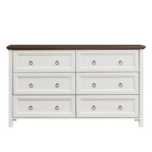KIGFTSOD Farmhouse 6 Drawers Dresser for Bedroom, Wood Rustic Wide Chest of Drawers, Storage Dressers Organizer for Bedroom - 1 of 4