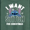 Women's - Lilo and Stitch - I Want A Stitch For Christmas Lightweight French Terry Wide Neck Long Sleeve Shirt - 2 of 4