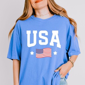 Simply Sage Market USA Arched Flag Garment Dyed Tee - 1 of 4
