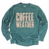 Coffee Weather Block Distressed - Women's Garment Dyed Long Sleeve Graphic T-Shirt - 2 of 4