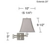 Possini Euro Design Modern Swing Arm Wall Lamp Brushed Nickel Plug-In Light Fixture Pewter Gray Square Shade for Bedroom Bedside - 3 of 3