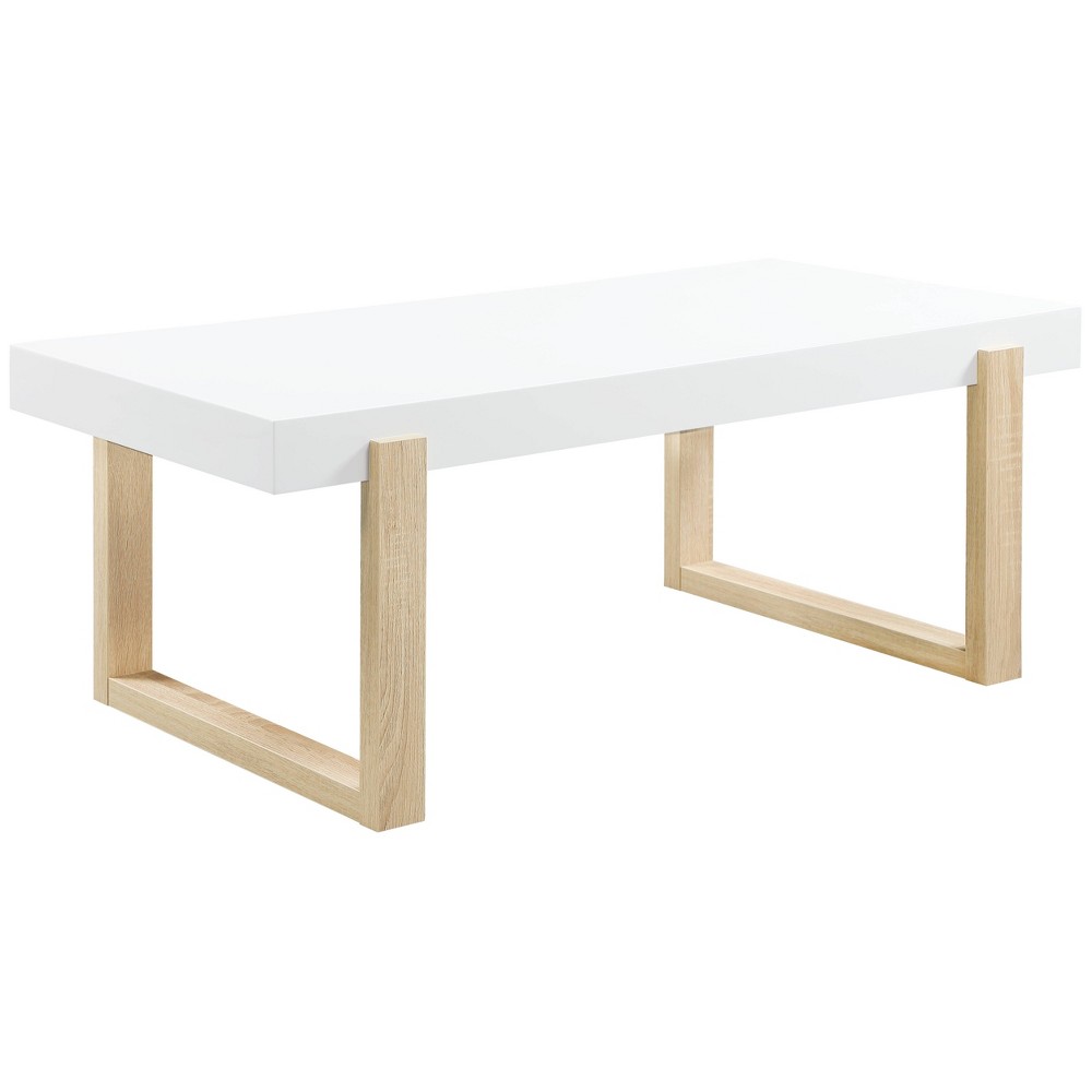 Photos - Dining Table Pala Rectangular Coffee Table White High Gloss/Natural - Coaster