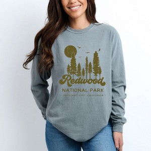Simply Sage Market Women's Vintage Great Redwood National Park Long Sleeve Garment Dyed Tee - 1 of 4