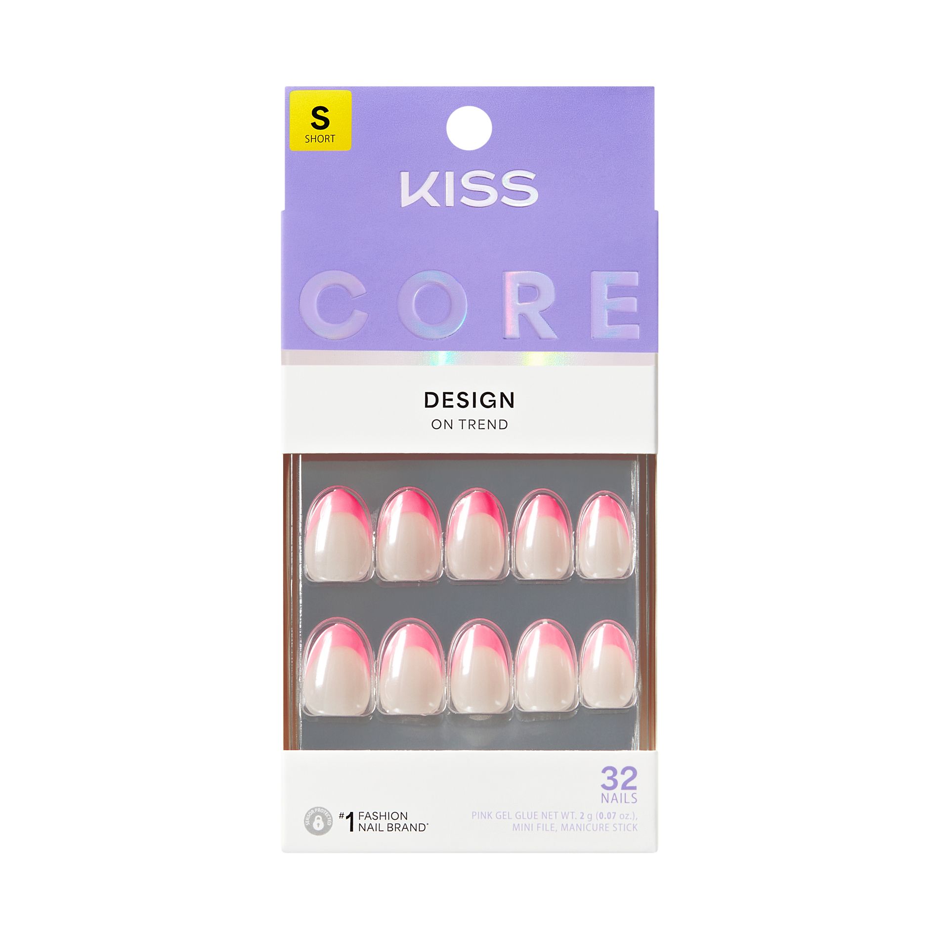 KISS Nails CORE Design Press-On Fake Nails - Short Almond - Shining Bright - 35ct