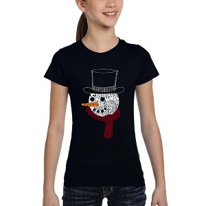 LA Pop Art Snowman Face - Girl's Word Art T-Shirt - 1 of 4