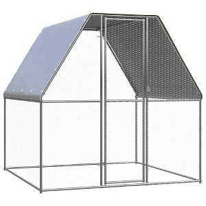 vidaXL Chicken Cage Hen Coop Animal House Silver and Gray Galvanized Steel - 78.7" x 78.7" x 78.7" - 1 of 4