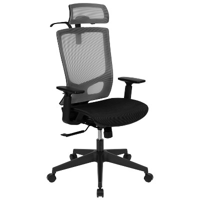 Flash Furniture Ergonomic Mesh Office Chair with Synchro-Tilt, Pivot Adjustable Headrest, Lumbar Support, Coat Hanger and Adjustable Arms