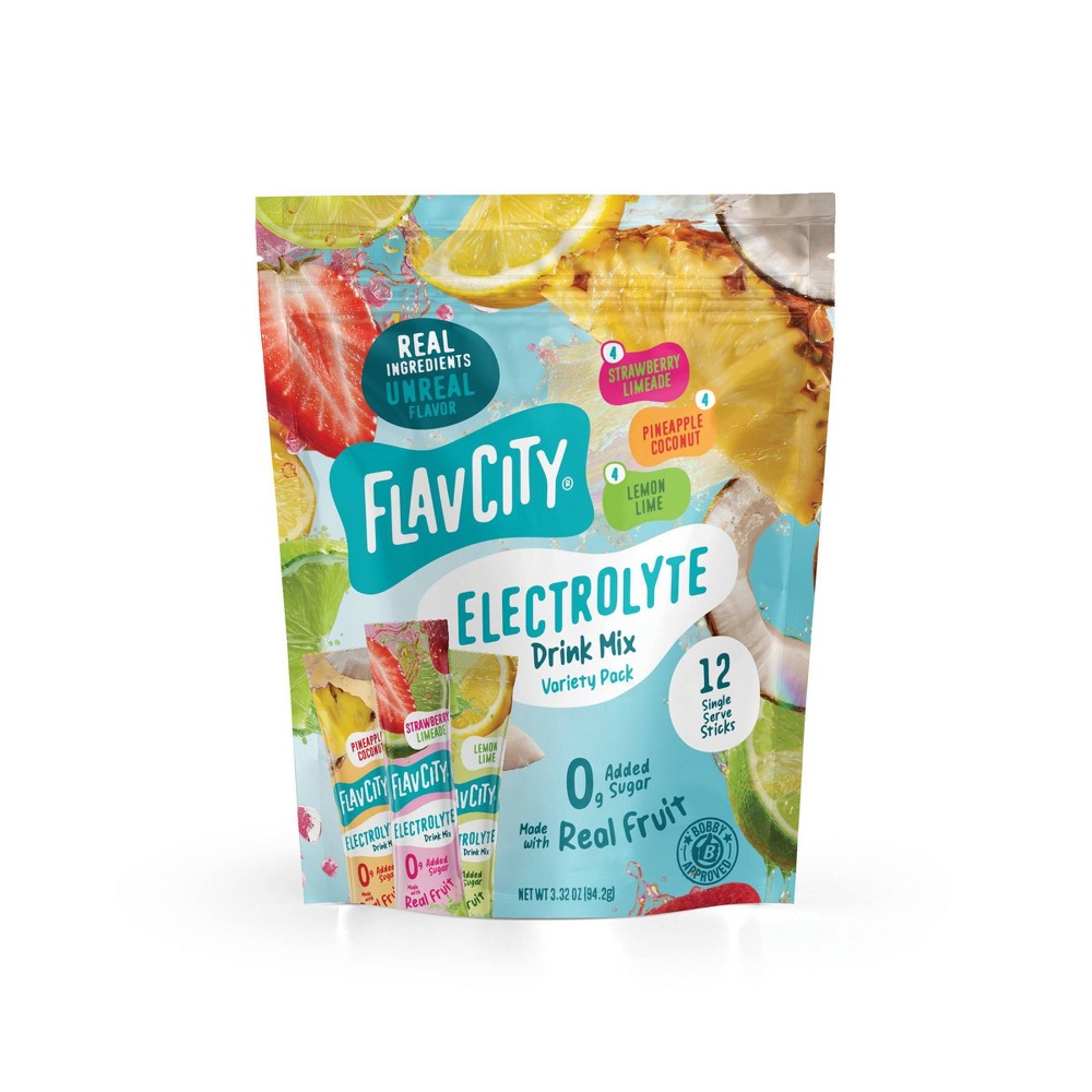 FlavCity Hydration Electrolyte Supplement Powder - Variety Pack - 3.95oz/12ct
