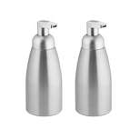 mDesign Aluminum Foaming Soap Dispenser Pump Bottle, 2 Pack - Brushed/Silver