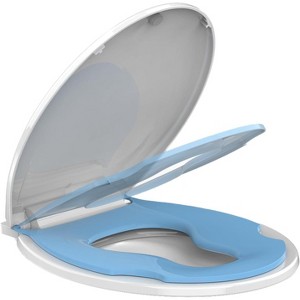 Elongated Toilet Seat with Toddler Seat Built In, Slow Close  Lid, Potty Training Seat for Kids and Adults, Safe PP Material - 1 of 4