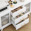 56" Buffet Server with Fluted Glass & Gold Handles – Adjustable Shelf Cabinet for Dining Room, Kitchen Coffee Bar, Retro Console Table - 2 of 4