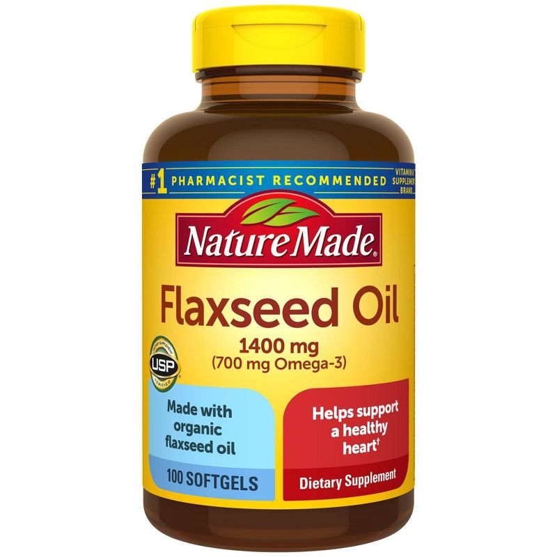 Nature Made Flaxseed Oil 1400 mg Softgels - 100ct, 1 of 9
