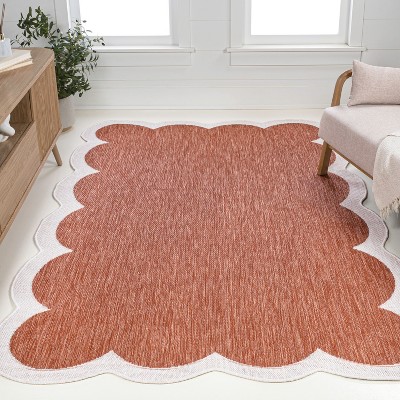 JONATHAN Y Alice Classic Cottage Two-Tone Scalloped Indoor/Outdoor Area Rug