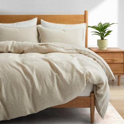 European Flax Linen Tan Full/Queen Duvet Cover