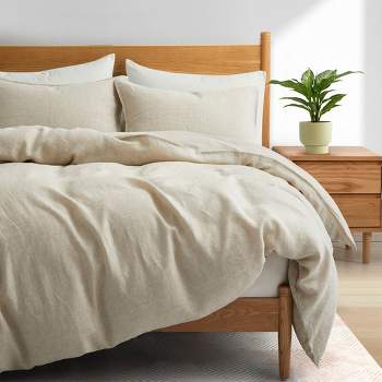 Peace Nest Luxurious 100% Premium Flax Linen Duvet Cover and Pillow Sham Set Moisture-Wicking and Breathable