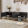 PAGED Modern Shoe Bench with Backrest, Storage Bench with 5 Metal Legs, 2-Door Ottoman with Storage, Upholstered Cushions Entryway Bench - 2 of 4