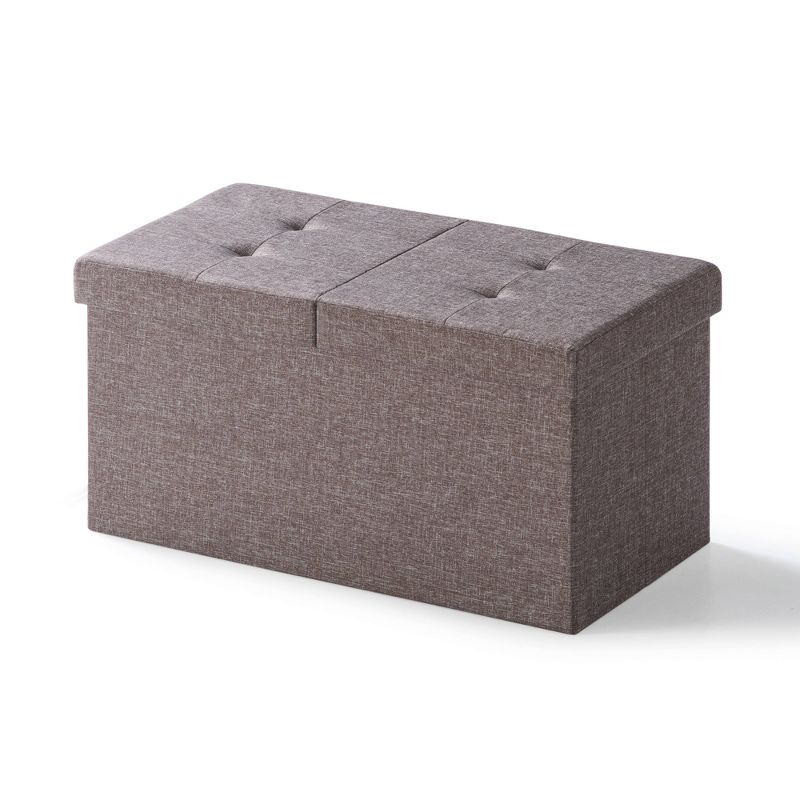 30" Button Tufted Folding Storage Ottoman Bench with Smart Lift Top - Mellow, 1 of 10