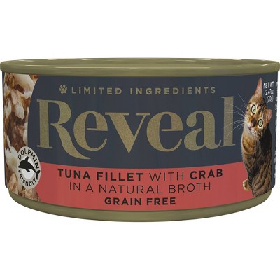 Reveal Grain Free Limited Ingredients In a Natural Broth Premium Wet Cat Food Tuna Fillet with Crab - 2.47oz